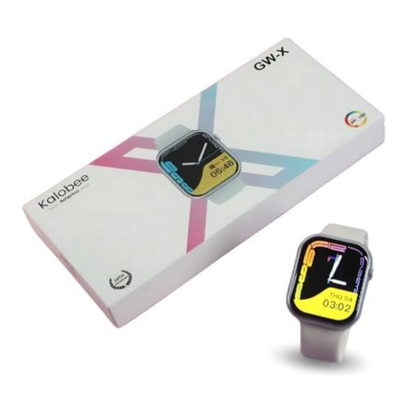 Smartwatch with a matching box on a white background