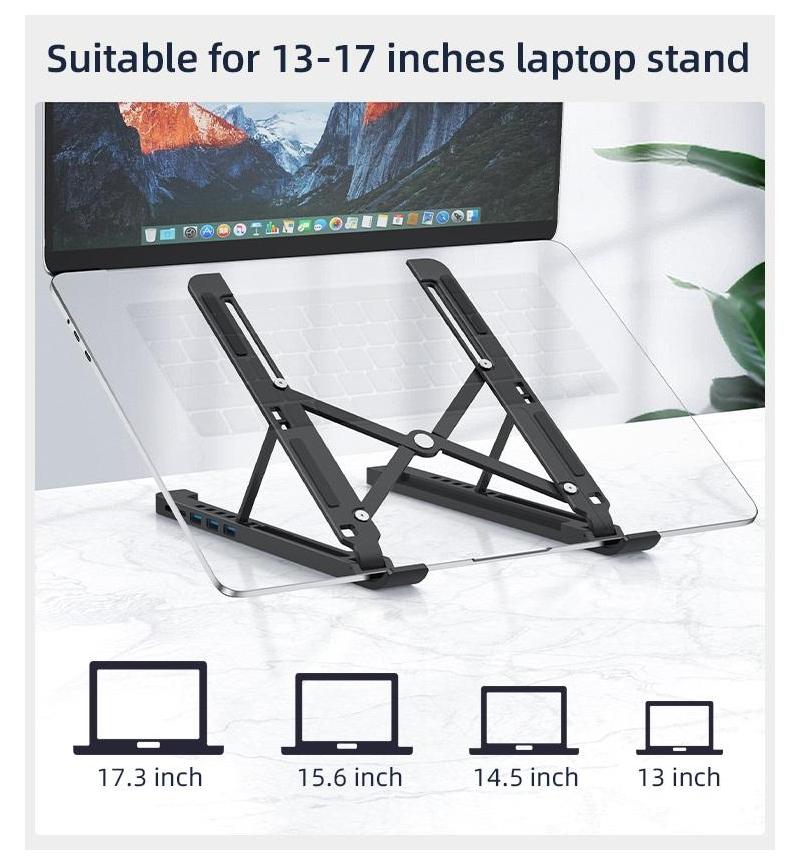 Laptop stand suitable for 13-17 inches laptops with a clear background