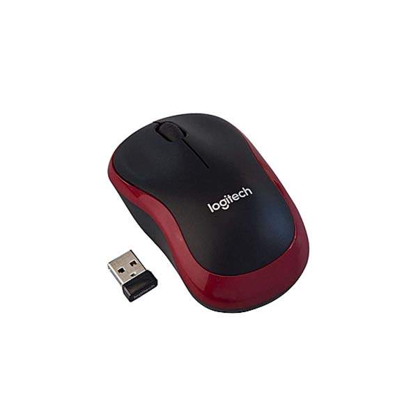 Logitech Wireless Mouse M185 (RED) Nano USB receiver 3 buttons optical tracking with wheel 10m range