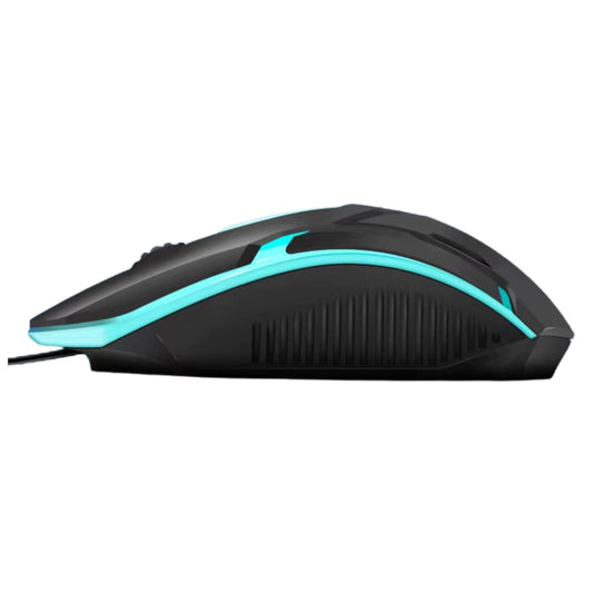 Mikuso MOS-379U Black gaming mouse with blue accents on a white background