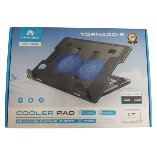 Mikubo Tornado-2 laptop cooler pad packaging on a white background