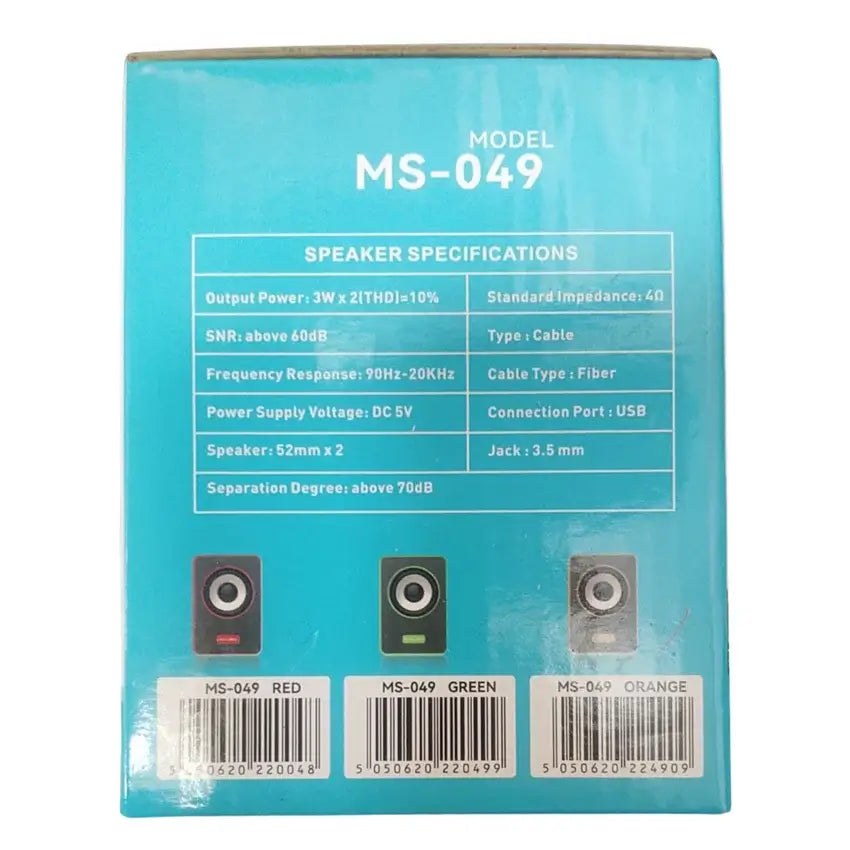 Mikuso SPK-049 USB Wired Stereo Speakers | Dual 3W Desktop Speakers with Volume Control