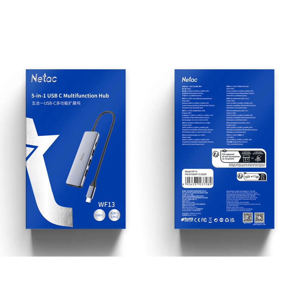 Netac WF13 5-in-1 USB-C Dock with HDMI & PD100W