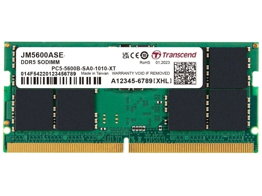 TRANSCEND JET MEMORY 32GB DDR5-5600 Unbuffered NOTEBOOK SO-DIMM 2RX8 CL46 (2Gx8)x16