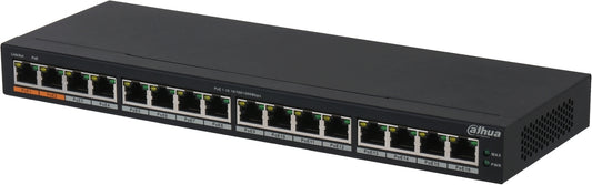 Dahua 16-Port Unmanaged Gigabit PoE Switch PoE Budget total 190W