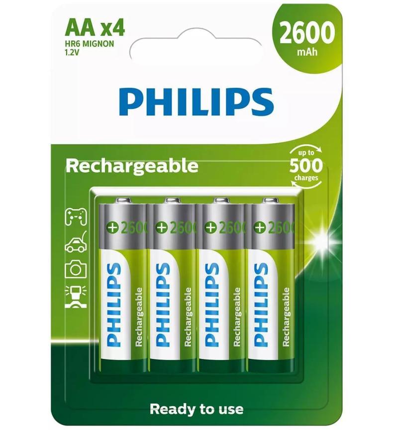 Philips AA 2600MAH 4 Pack Rechargeable Batteries (12pack)