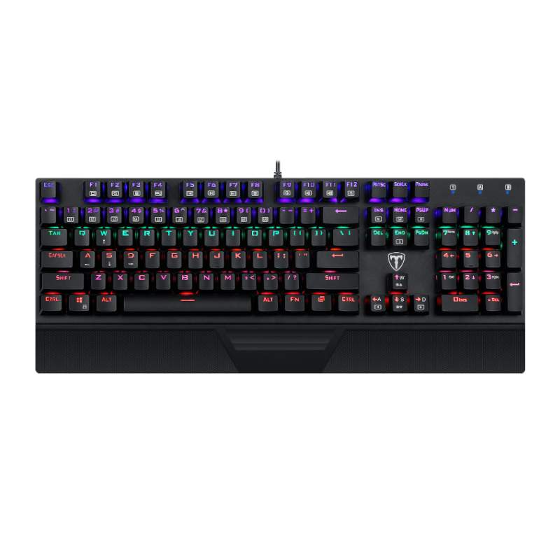 T-Dagger Destroyer 104 Key|Wrist Guard|Rainbow Backlit Gaming Mechanical Keyboard - Black