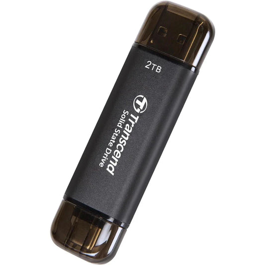 TRANSCEND 2 TB ESD310C USB3.2 TYPE A & C (USB 10Gbps) OTG COMPACT PORTABLE SSD - Read 1050MB/s Write 950 MB/s - Black