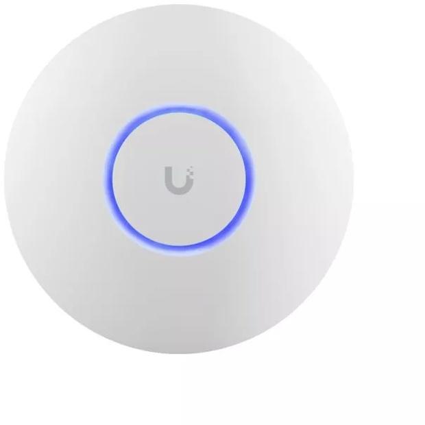 UBIQUITI U6+ WiFi 6 access point with blue ring LED and 4 spatial streams
