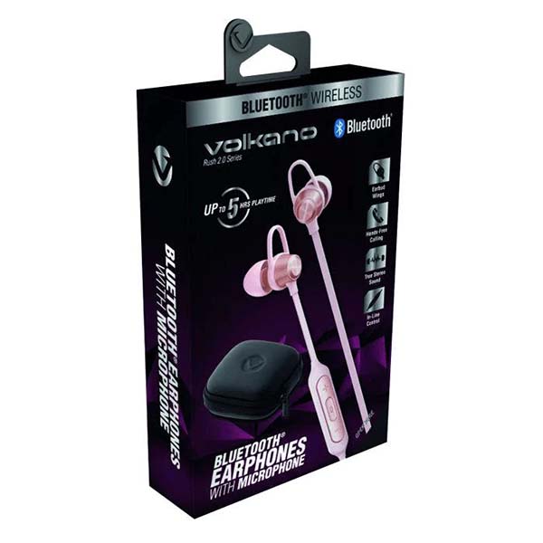 Volkano Rush 2.0 Series Bluetooth Earphones with Mic - Pink