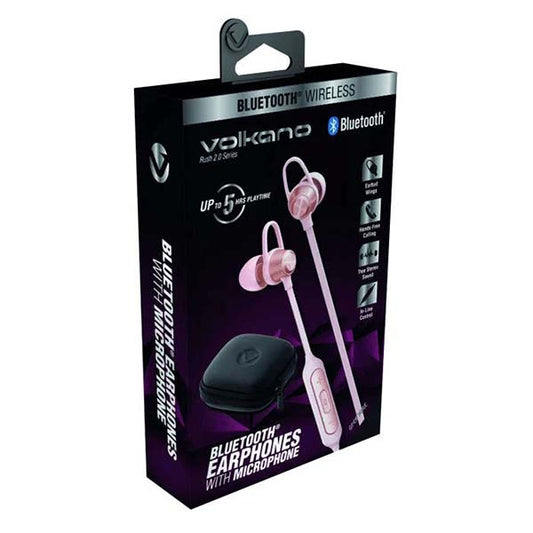 Volkano Rush 2.0 Series Bluetooth Earphones with Mic - Pink
