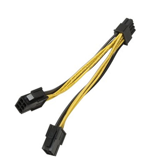 Microworld 6-Pin to Dual 8-Pin (6+2) PCIe Power Adapter Cable – 20cm