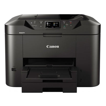 Front view of the Canon Maxify MB2740 all-in-one printer with the control panel and touchscreen.

