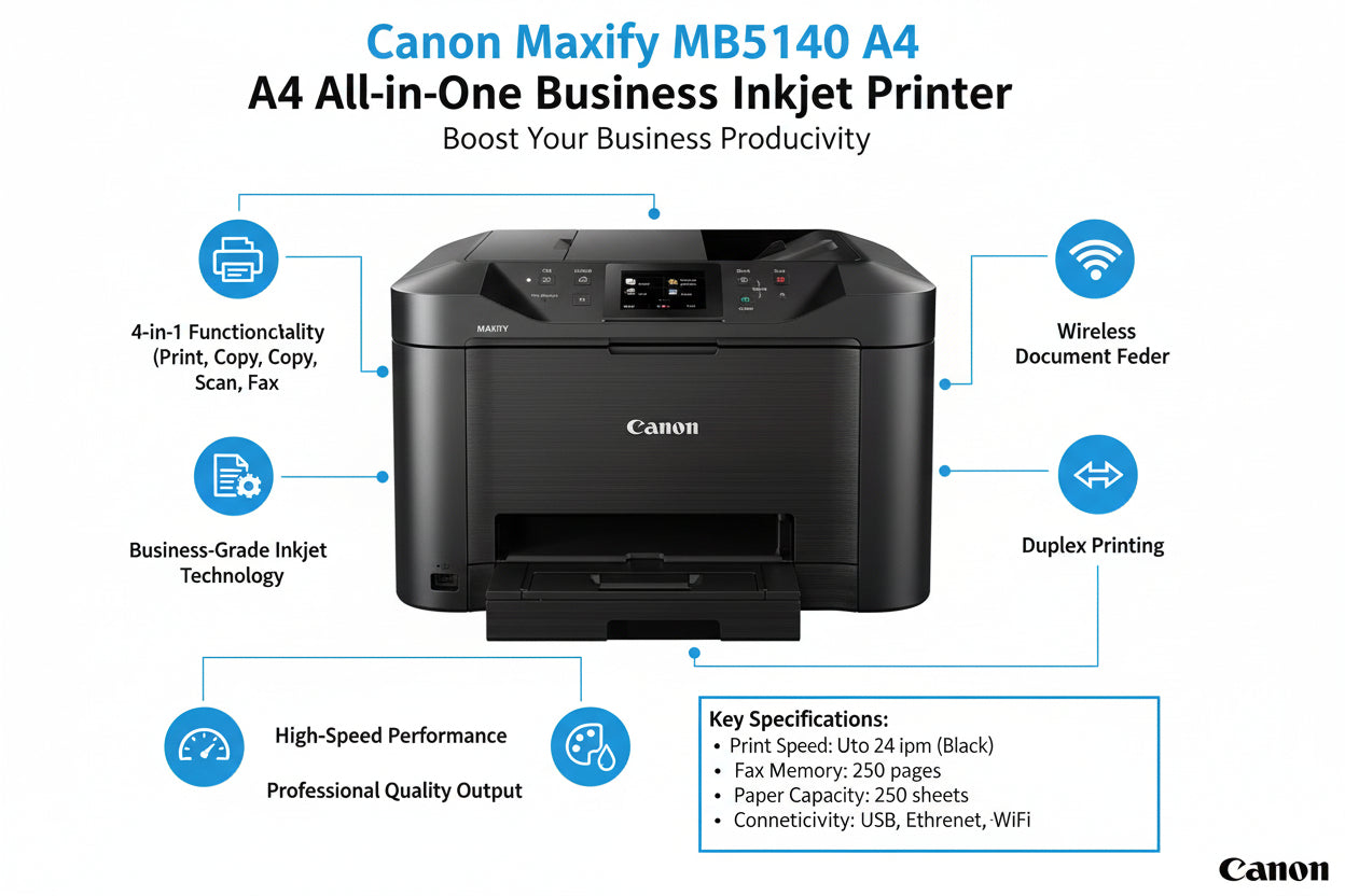 The printer's 8.8-inch colour touch screen display showing the menu.

