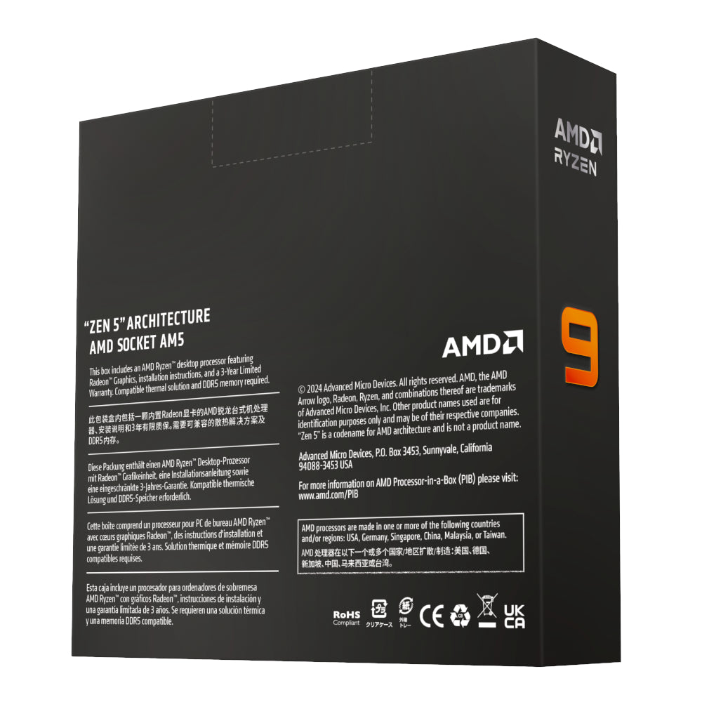 AMD Ryzen 9 9900X 12-Core/ 24-Threads; Socket AM5; 76MB Cache 120W Processor with Radeon Graphics BOX