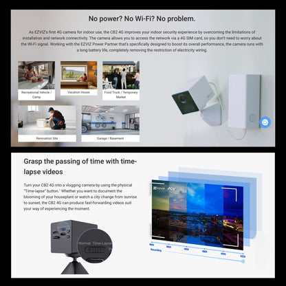 EZVIZ CB2 2K 4G Smart Camera with Power Partner Kit