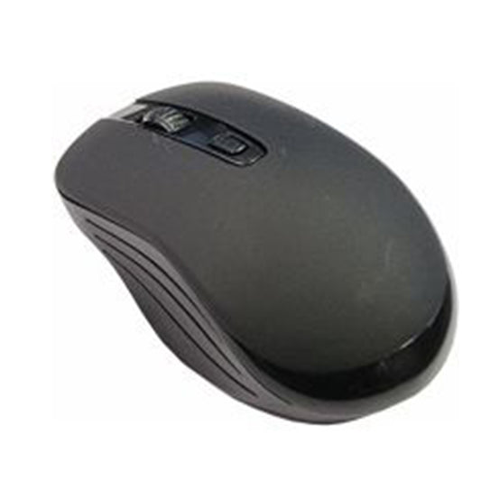 MicroWorld MEQ-037 wireless mouse, black, 2.4GHz ergonomic optical mouse, AA battery powered