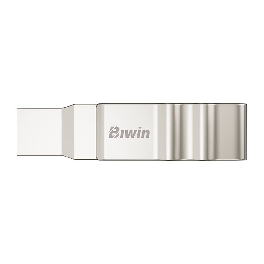 Silver USB Flash drive with 'Biwinn' branding on a white background