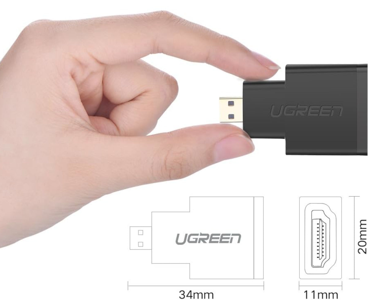 UGreen Micro HDMI Male to HDMI Female Adapter – Black