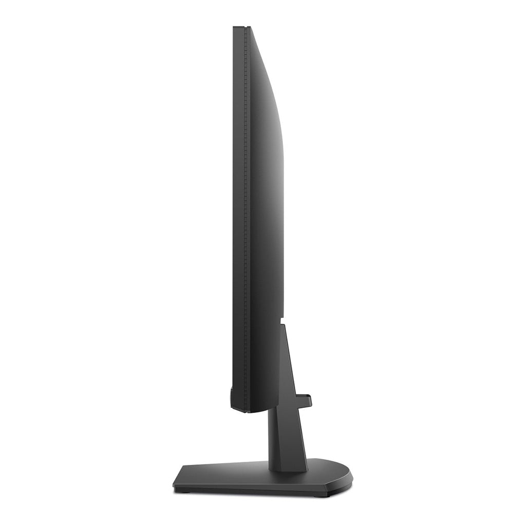 Side profile view showing the monitor's slim design and tilt adjustment.

