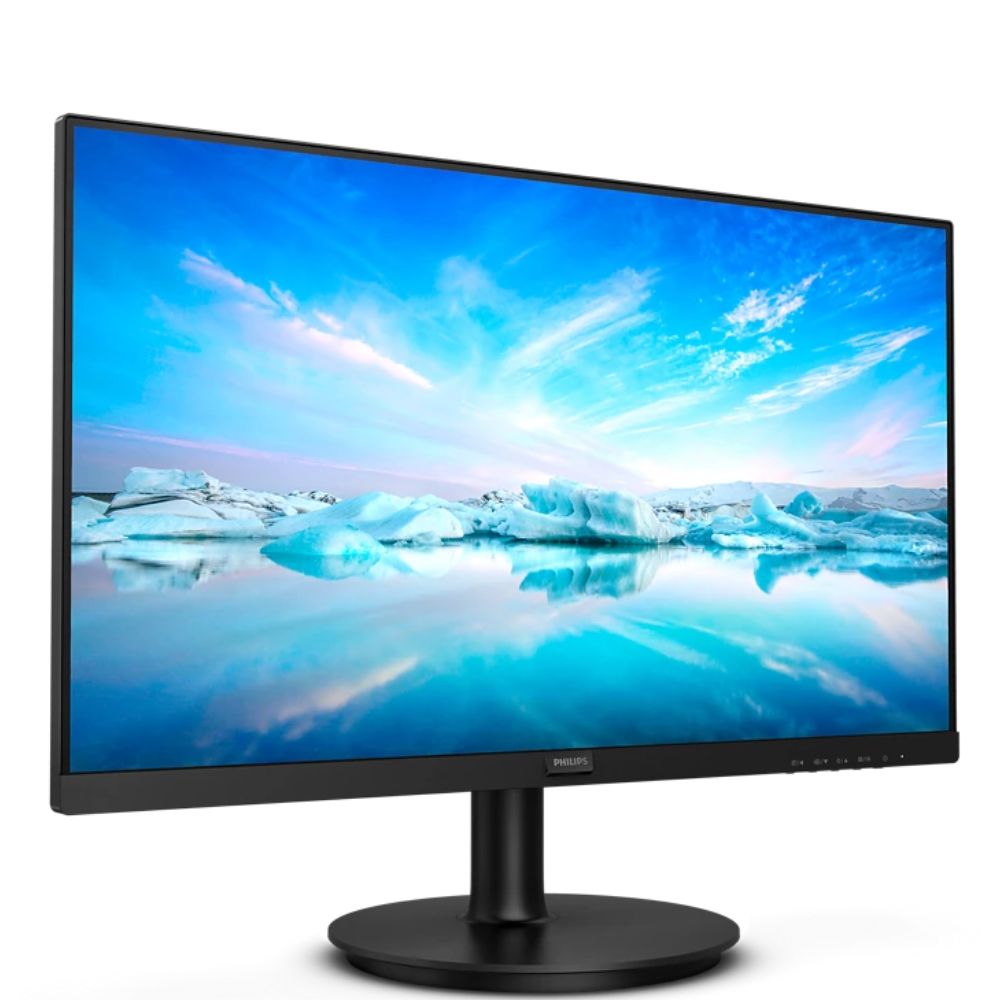 Side view of Philips 22-inch VA panel monitor featuring HDMI and VGA ports, VESA mountable