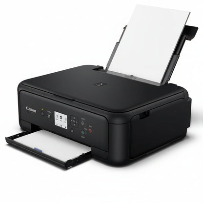 Front view of the black Canon PIXMA TS5140 A4 multifunction printer.

