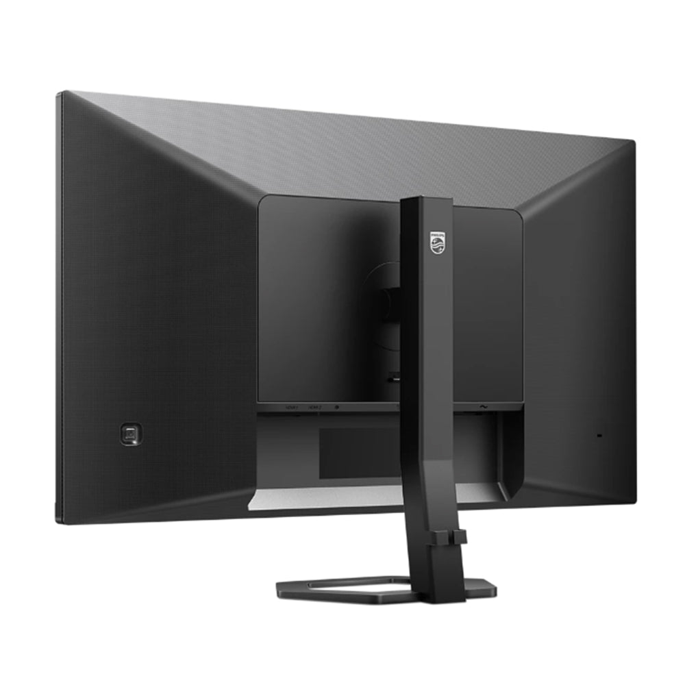 Rear view of Philips 27E1N5800E, a 27-inch 4K UHD IPS HDR10 monitor on a stand.