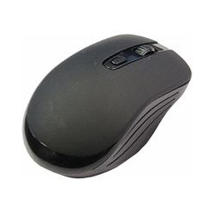 MicroWorld MEQ-037 wireless black ergonomic optical mouse with 2.4GHz connection.