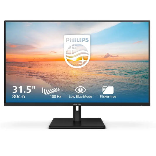 Black Philips 32" FHD monitor with a scenic display on a white background