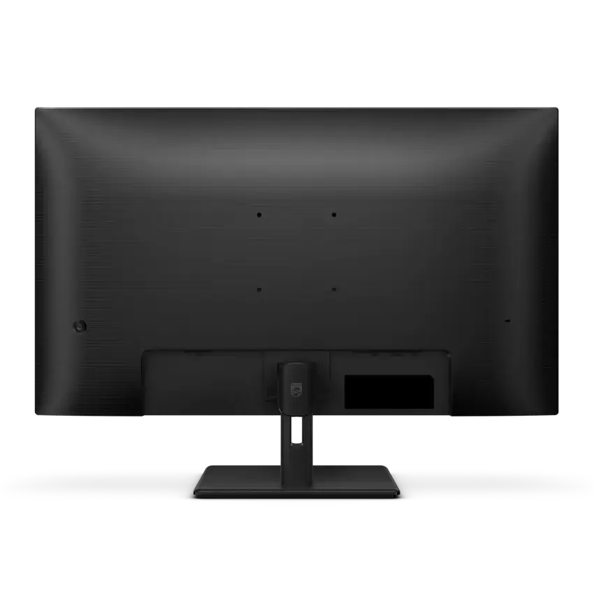 The rear view of the black Philips 32" FHD computer monitor with its stand, shown against a plain white background.