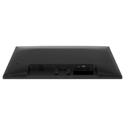 The back view of the black Philips computer monitor showing the mounting holes, ventilation grilles, and port connectors including USB and VGA.