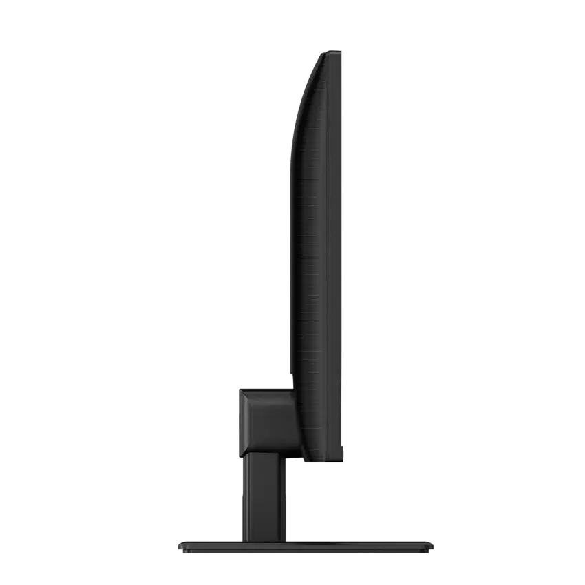 Side profile view of a black Philips 32" computer monitor on a solid white background.