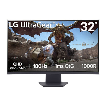 LG UltraGear 32'' QHD VA Curved Gaming 180Hz 1ms; 2560x1440 VAl; AMD FreeSync; 2x HDMI; 1x Display Port; Tilt
