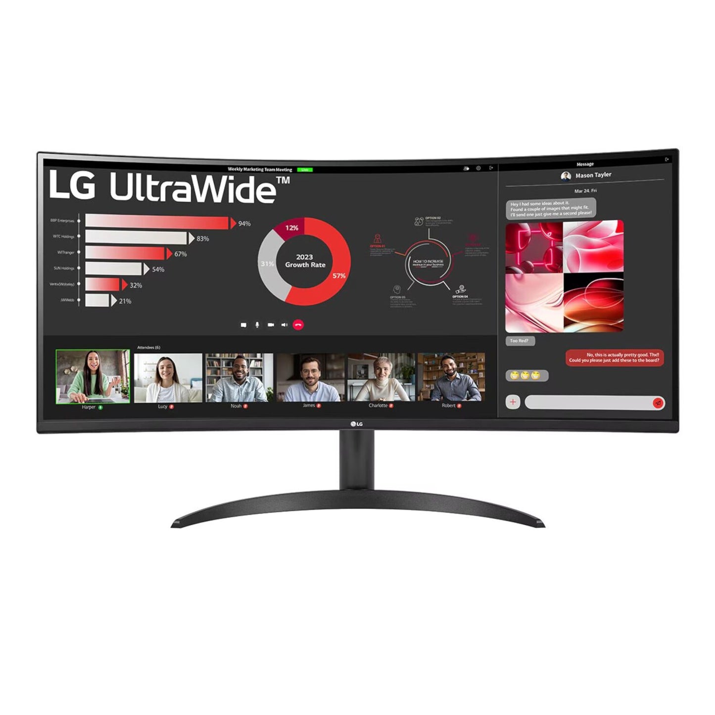 LG UltraWide 34'' QHD VA Curved Monitor 100Hz; 3440x1440 VA; HDMI; Display Port; Tilt