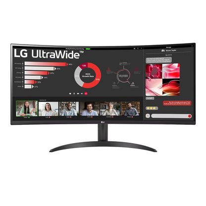 LG UltraWide 34'' QHD VA Curved Monitor 100Hz; 3440x1440 VA; HDMI; Display Port; Tilt