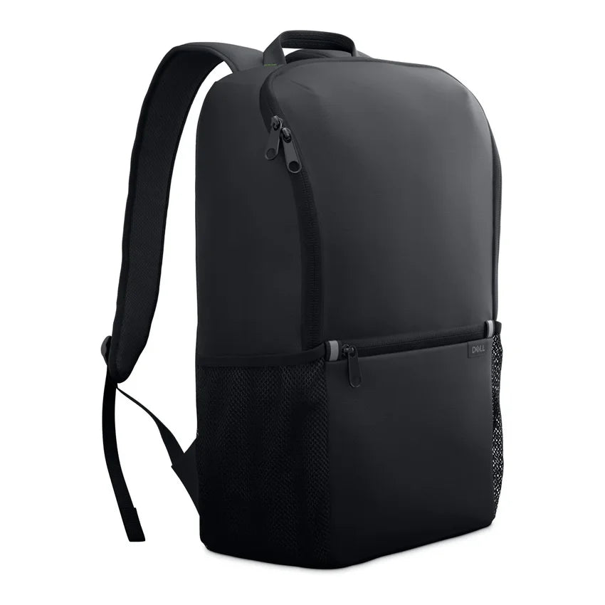 Angled left side view of the Dell Ecoloop Essential CP3724 14 to 16 inch laptop backpack