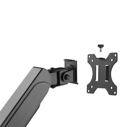 Close-up of the gas spring mechanism and adjustable tension gauge.