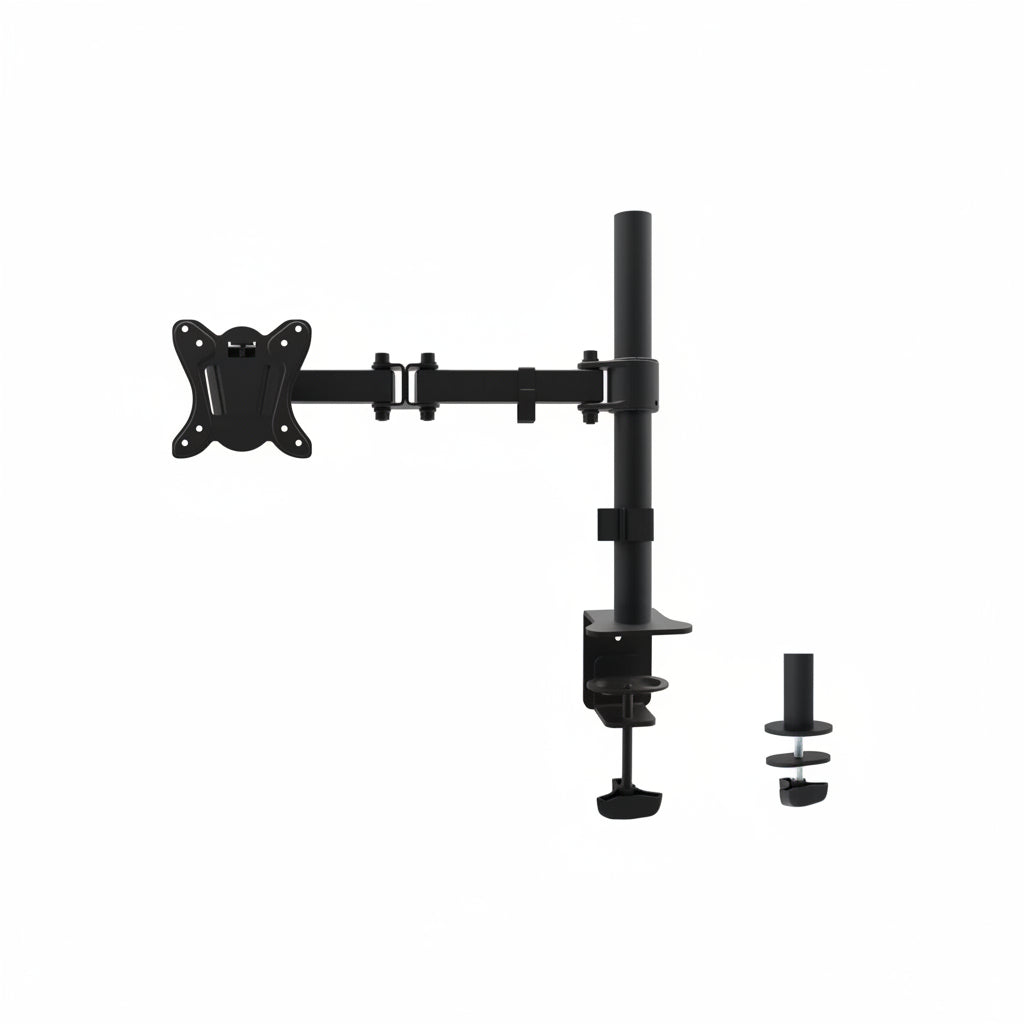 The Equip 650151 single monitor arm holding a 24-inch screen.