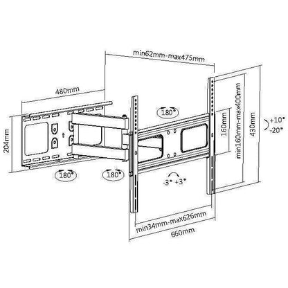 The TV tilted downward for a better viewing angle from a high position.