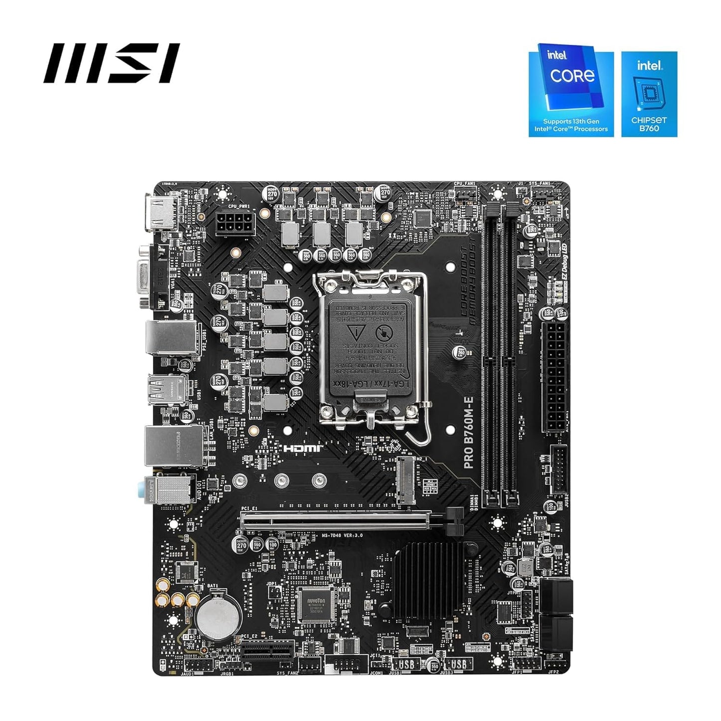 MSI PRO B760M-E DDR5 mATX Motherboard LGA 1700 Intel