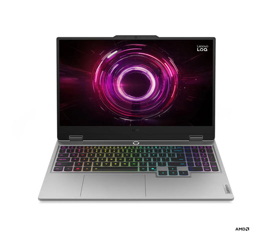 Gaming laptop with colorful keyboard on a white background