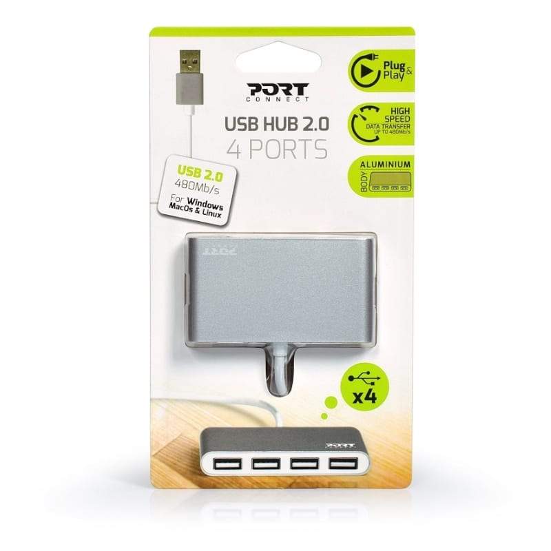 Port USB2.0 4 Port Hub - Silver