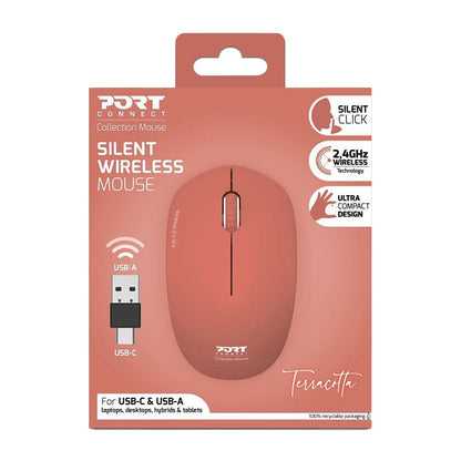 Port Connect Wireless Mouse - Terracotta