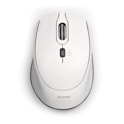 Port Wireless Silent 3600DPI 3 Button USB and Type-C Dongle Mouse - White