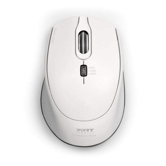 Port Wireless Silent 3600DPI 3 Button USB and Type-C Dongle Mouse - White