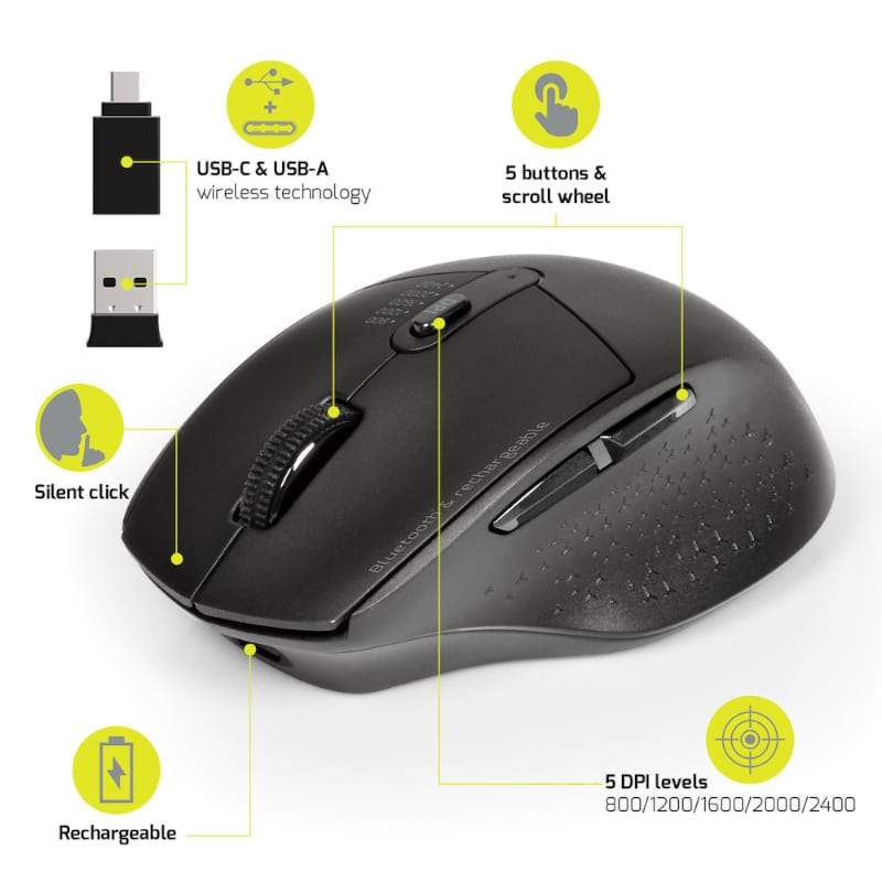 Port Wireless Rechargeable Bluetooth Mouse