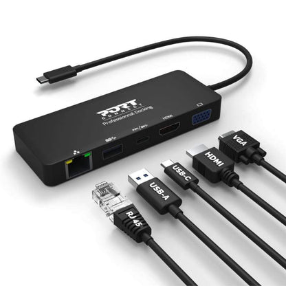 Port USB Type-C to 1 x RJ45|1 x USB3.0 SS|1 x Type-C 85W PD|1 x HDMI2.0|1 x VGA 30cm Cable Dock - Black