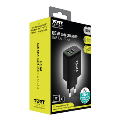 Port Connect 65W GaN Type-C and USB-A Fast Charger