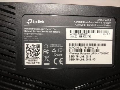 TP-Link WiFi 6 AX1800 Dual Band Gigabit Router with Parental Control
