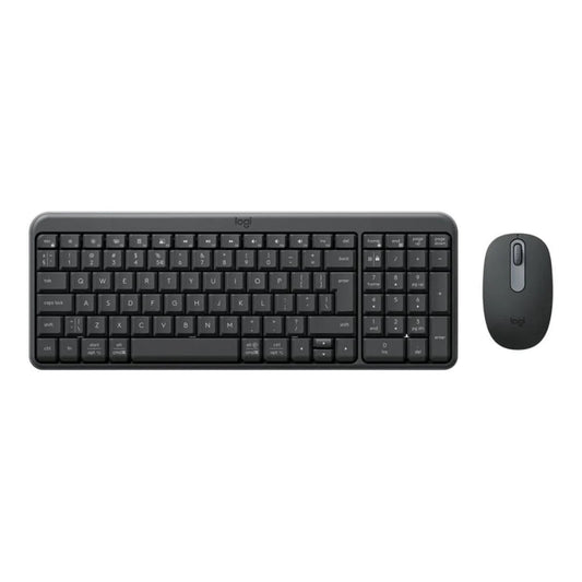 Logitech MK250 Wireless Black keyboard and mouse set on a white background